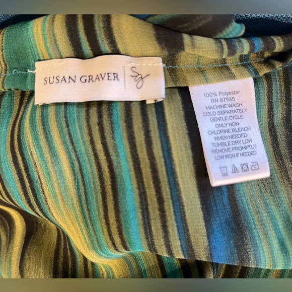 Susan Graver Scarf polyester blue green - Picture 3 of 3